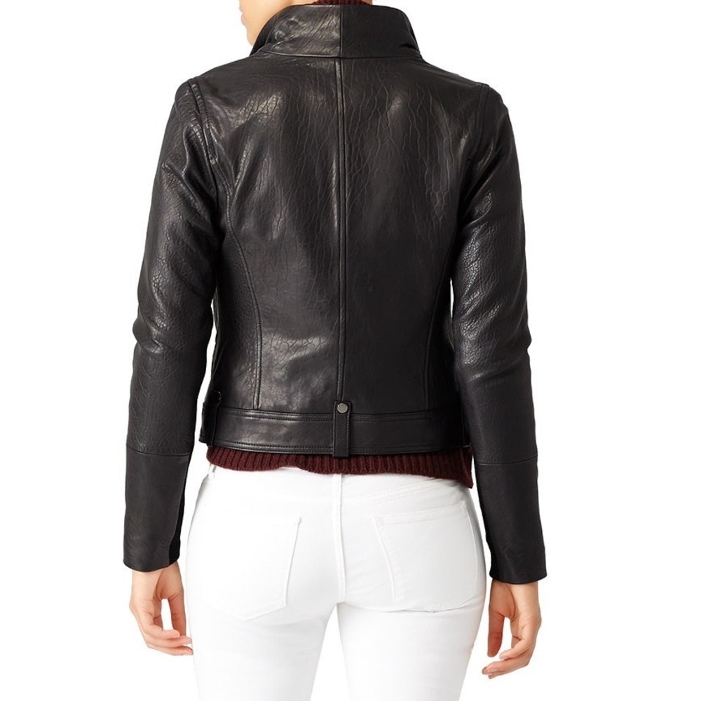 Vince Black Leather Moto Jacket - Picture 4 of 8
